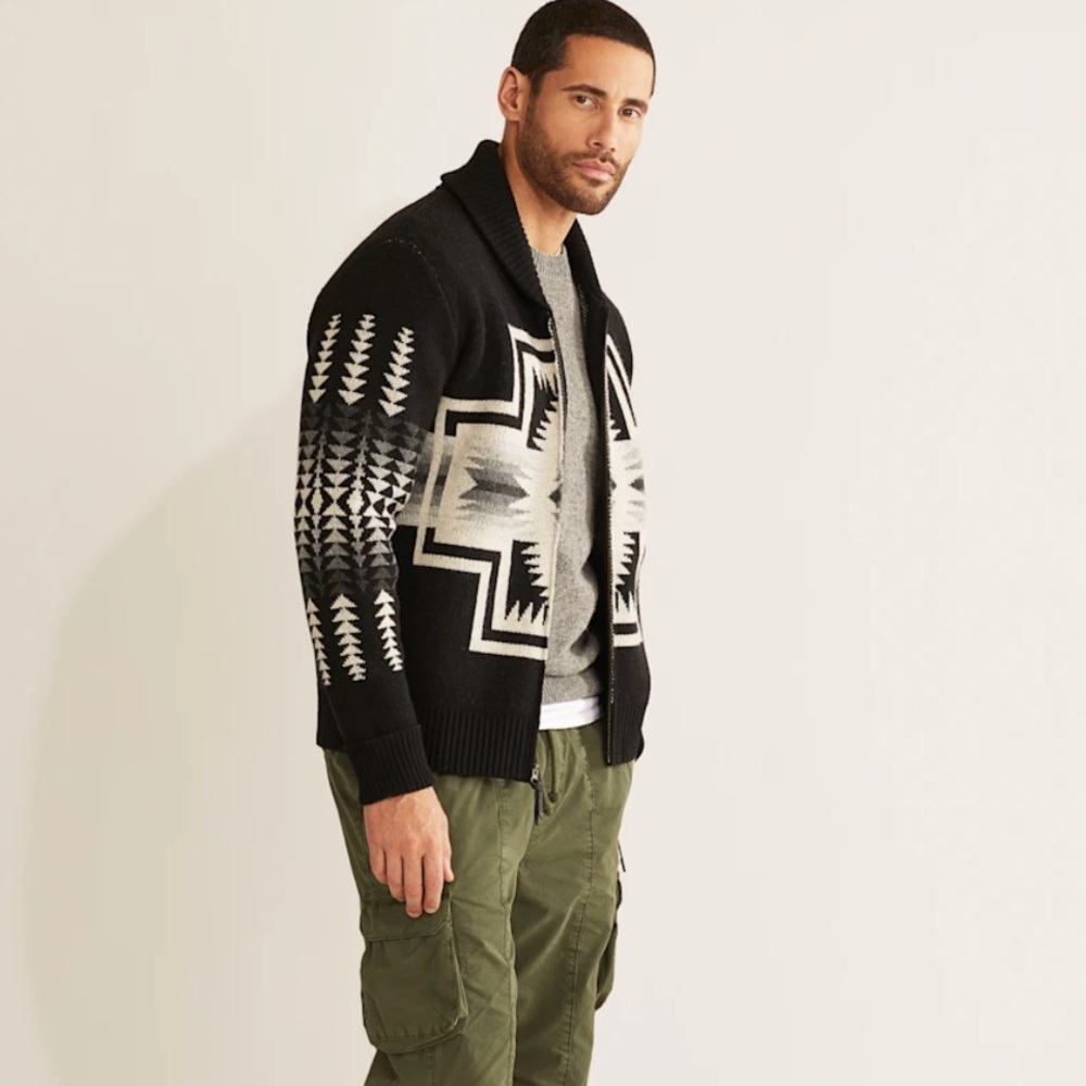 NWT Pendleton Men’s Harding Zip Lambswool Cardigan - Size Medium - Picture 3 of 9